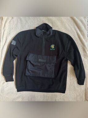 Black Fleece Jacket with Soccer Embroidery